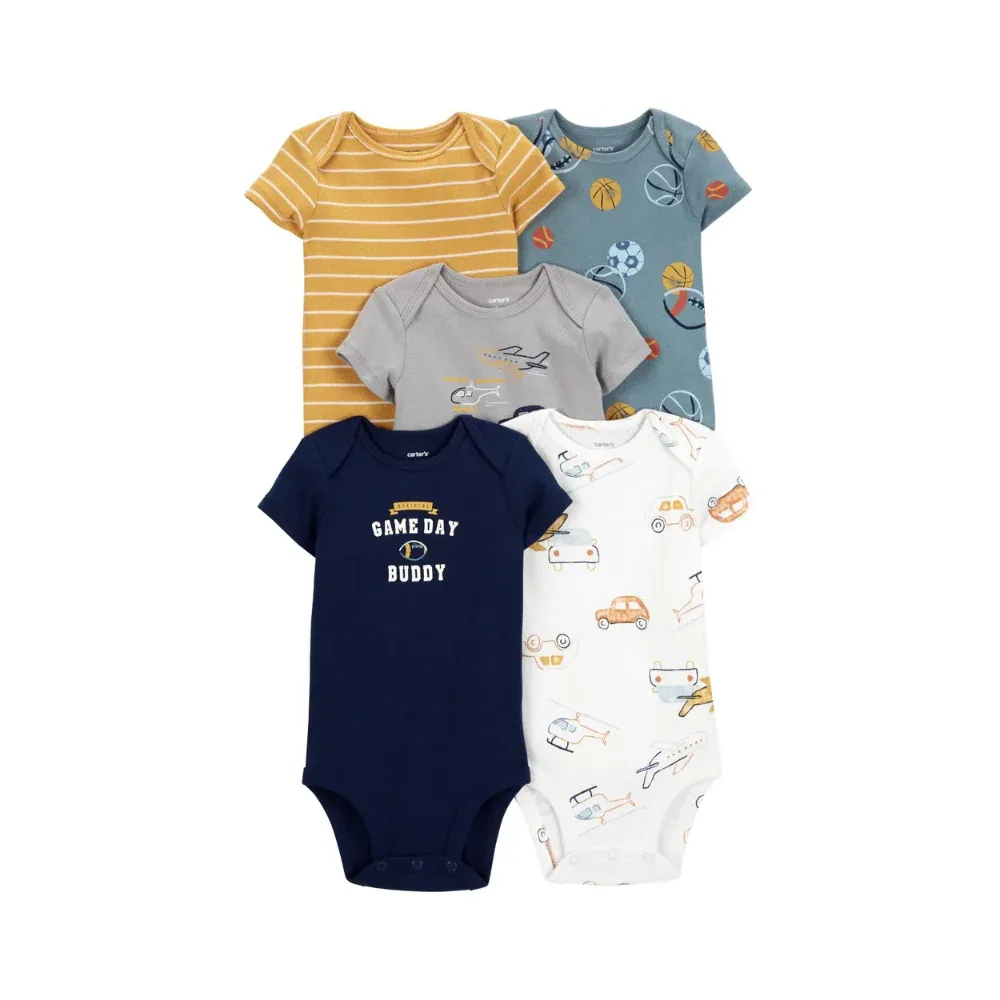 Set 5 Bodies de Algodón para Bebé Niño