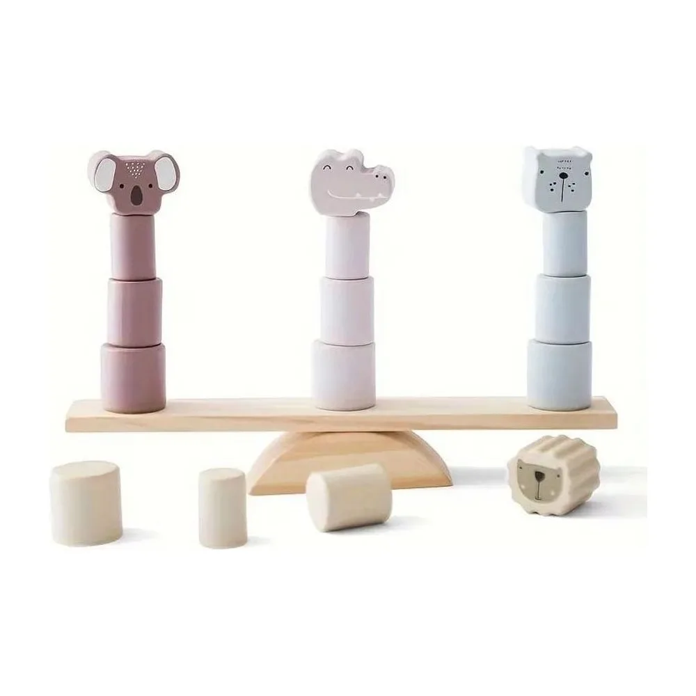 Juego Montessori de Equilibrio con Animales y Balancín – Madera
