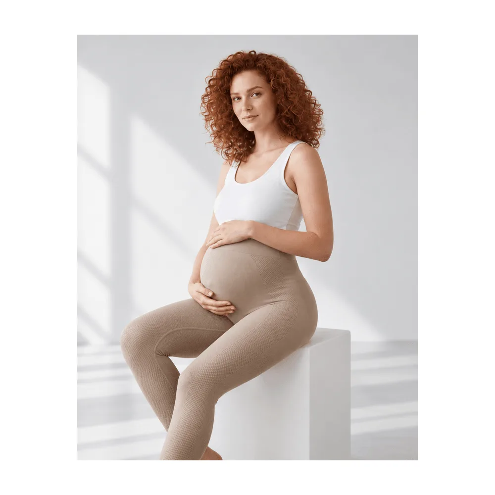 Calza Maternal con Panel Abdominal SensiBlue Beige — Foto 1