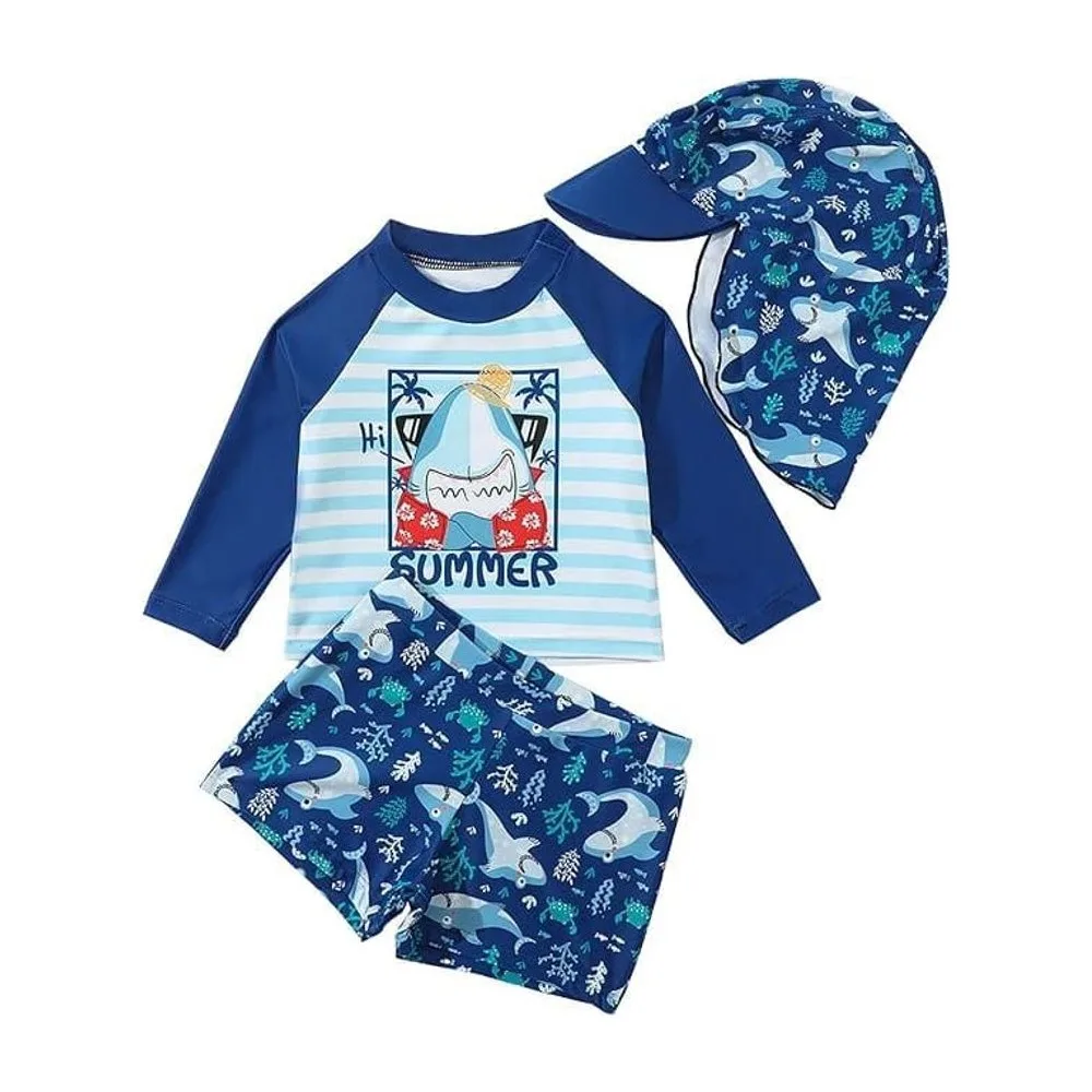 Traje de baño niño 3 piezas tiburón – Secado rápido UPF50+